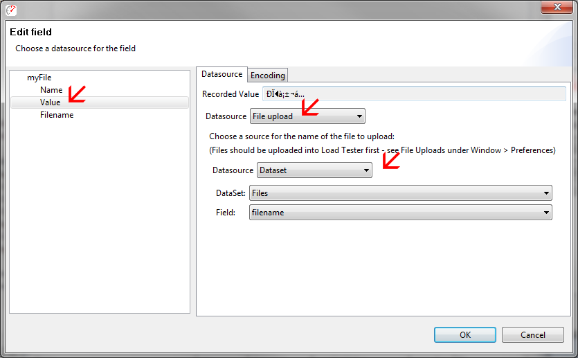 Screen Shot of Edit File Upload Modifier Dialog